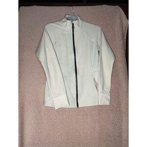 Fabletics Performance‎ Zip Jacket Cream L/S Thumbhole Size Small